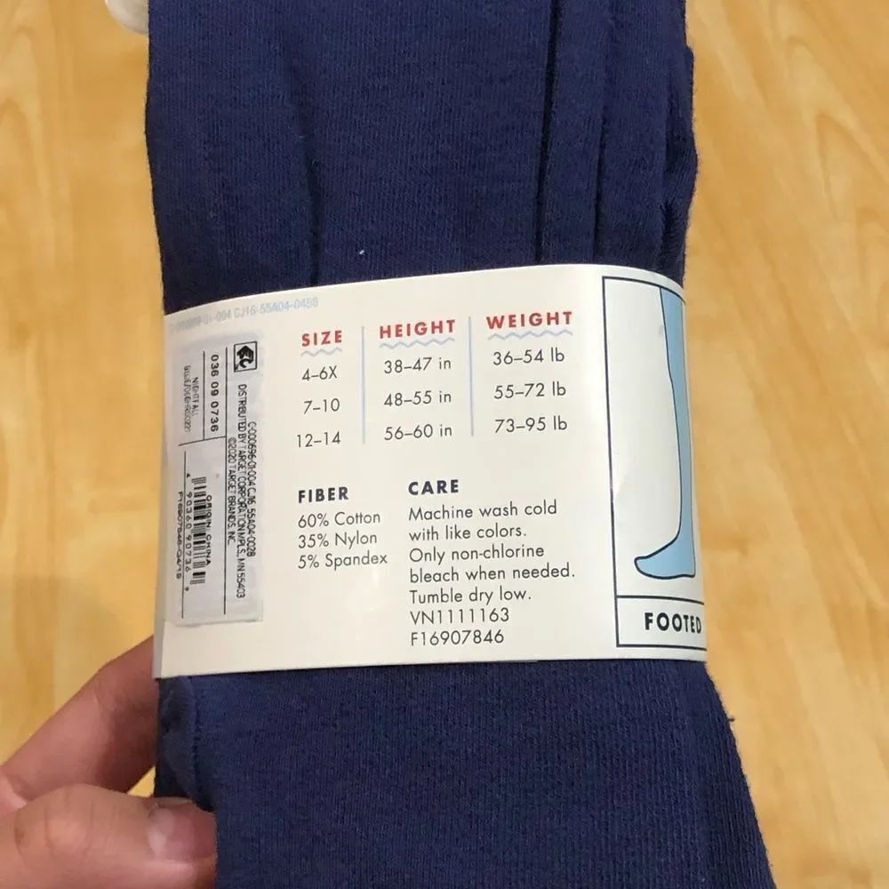 NEW Cat & Jack Tights Size 7-10 Dark Blue Cotton Tights